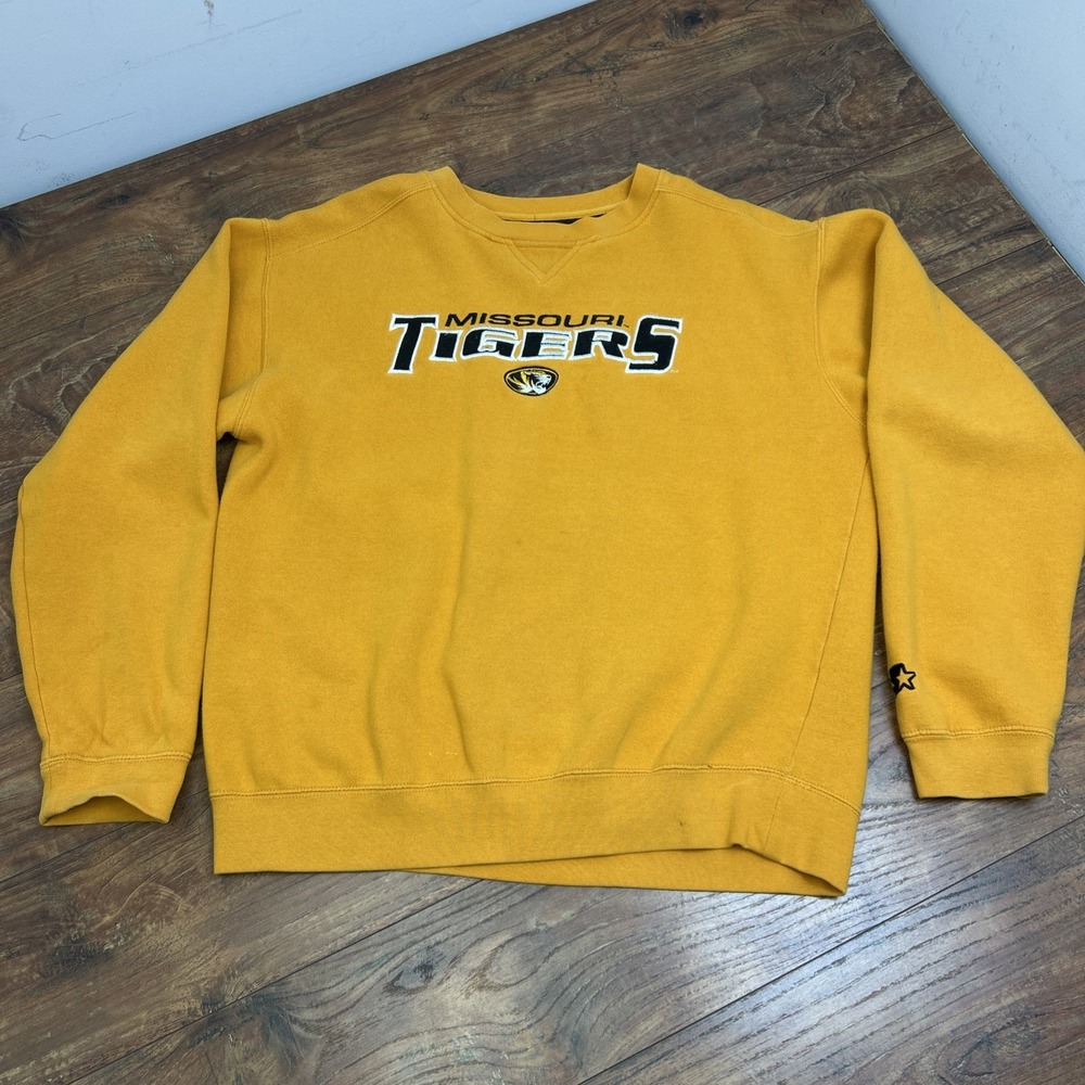 Vintage‎ Starter Missouri Tigers Sweatshirt Mens Large Gold USA Crewneck 80s 90s